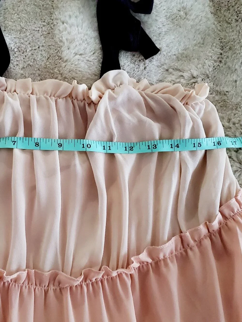 Fanco Tiered Ombré Maxi Dress Peach Pink Black Boho Cottagecore Dress M Romantic